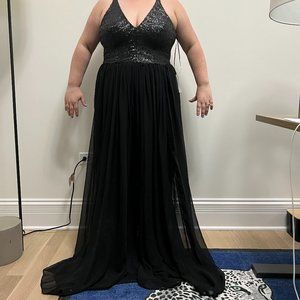 NWT Dress the Population - Black Floor Length Dress